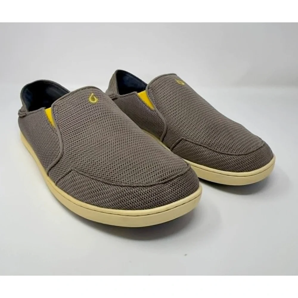 OluKai Nohea Mesh Slip On Shoes Mens 9.5 Taupe Brown‎ Casual Comfort Loafers